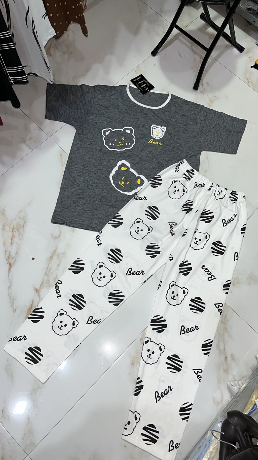 Bear Face Design Night Suit