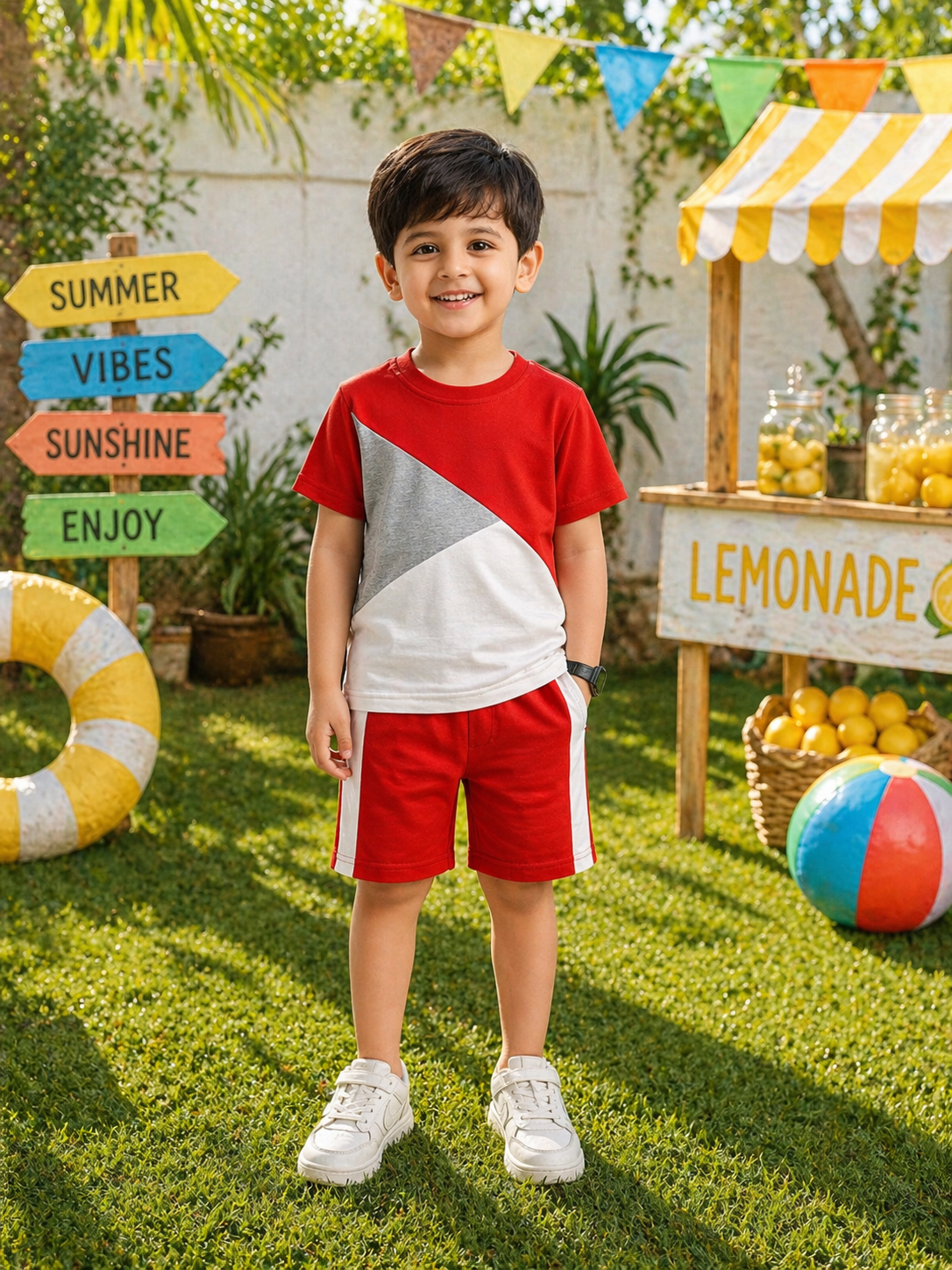 Red Panel Kids Summer Colletion