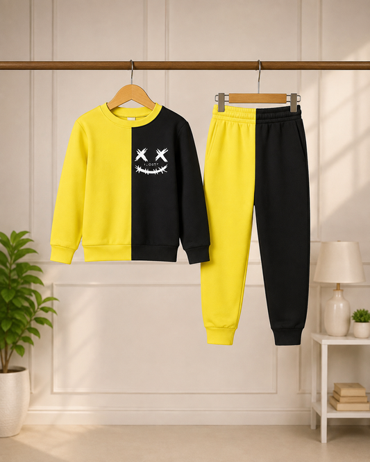 Yellow & Black Kids Winter Suit