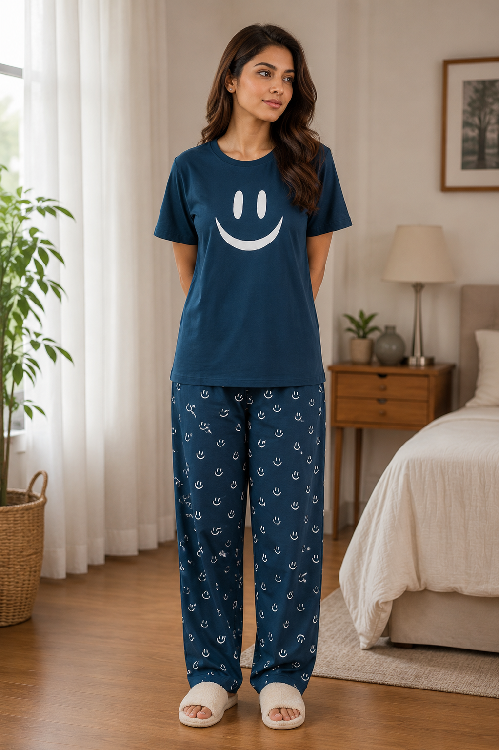 C-Green Smile  Design Night Suit