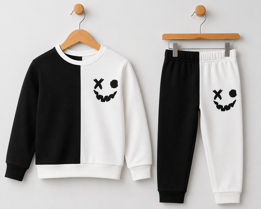 White & Black Kids Winter Suit