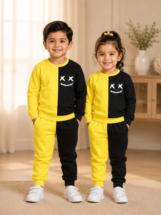 Yellow & Black Kids Winter Suit