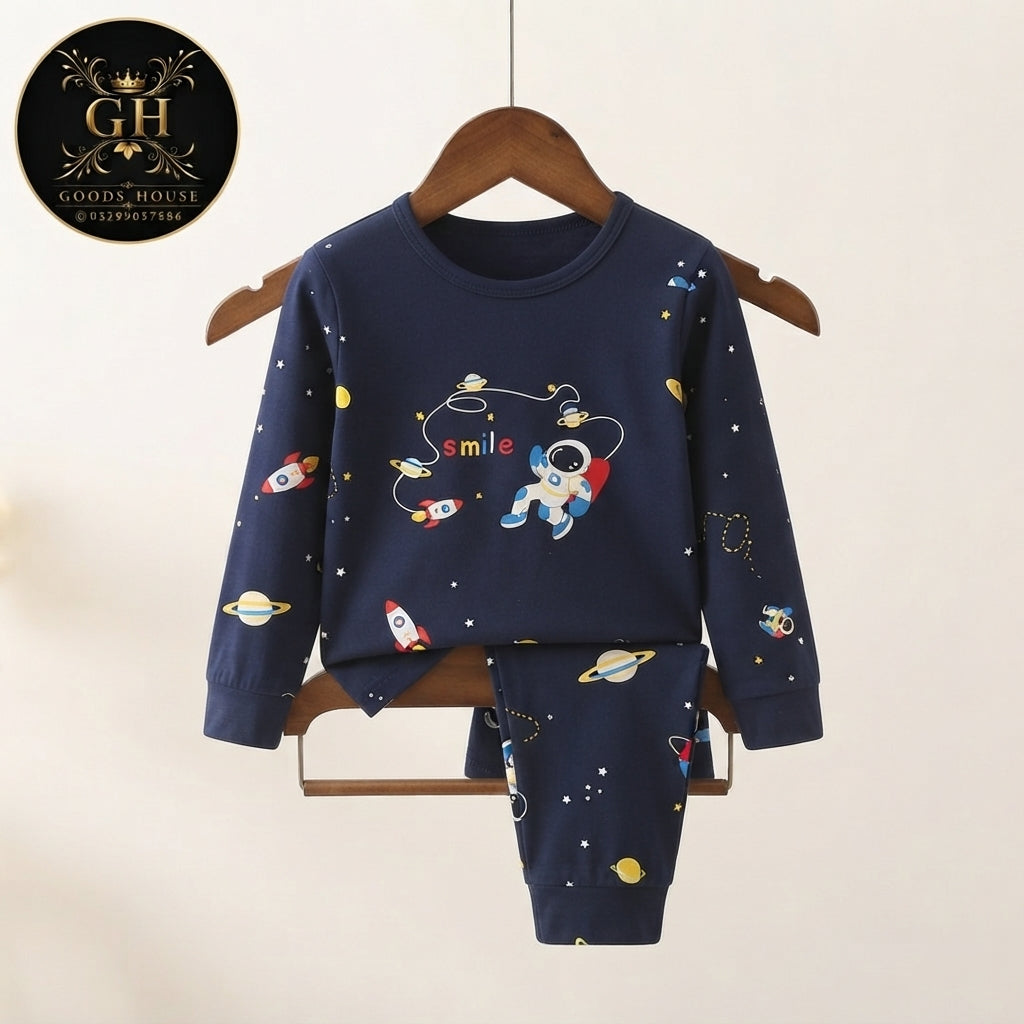 Blue Spaceship Kids Four Season Fabric