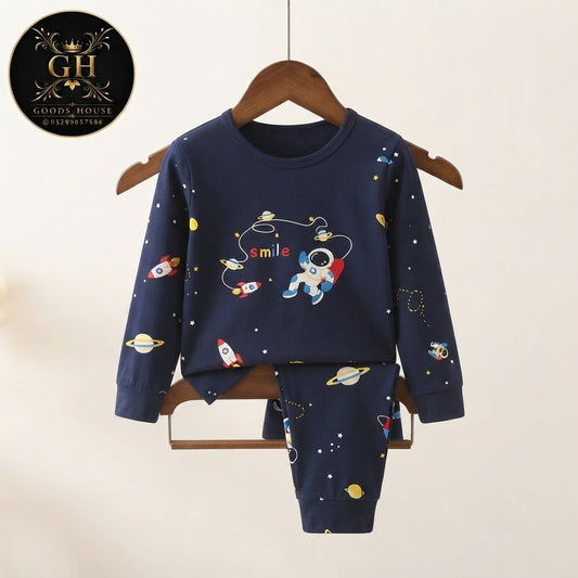 Blue Spaceship Kids Four Season Fabric