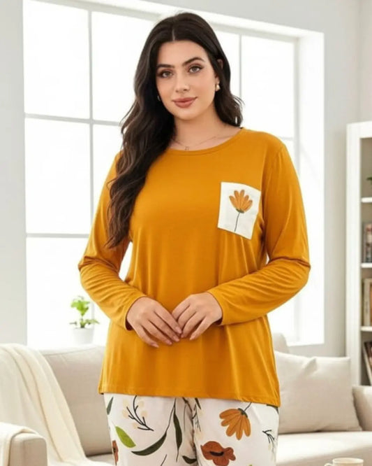 Night Suit with Beige Love Print
