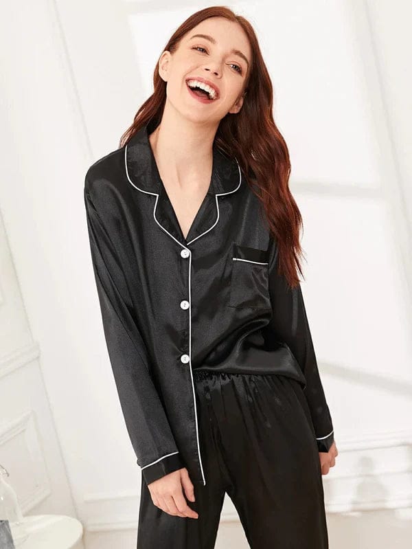 Black Silk Night Suit