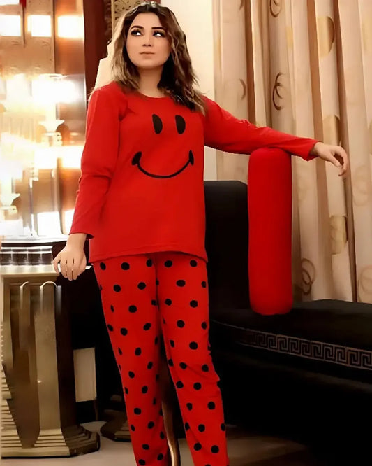 Red Smiley Night Suit