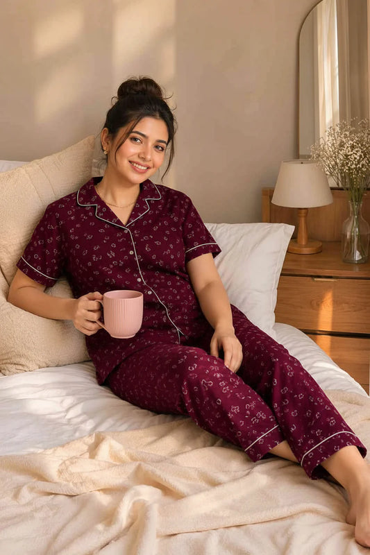 Maroon Belleza Pjs Set